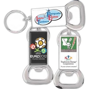 Bottle Opener Key Ring With Full Color Laminated Insert And Split Ring Attachment