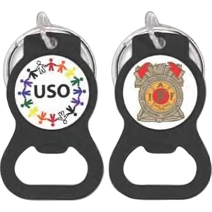 Bottle Opener Key Ring With Full Color Laminated Insert And Split Ring Attachment