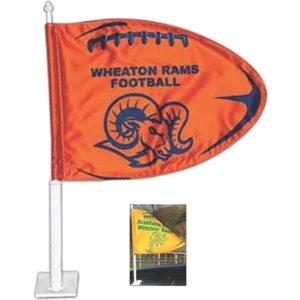 Football 2 Ply Car Flag, 15" X 11", Made From Durable White Knit Polyester