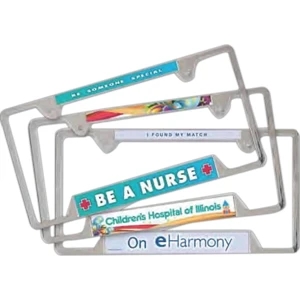 Metal License Plate Frame With Two Mounting Holes At The Top, 6 1/4" X 12 1/4"