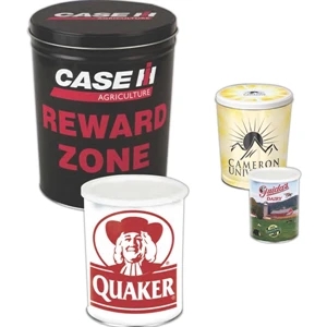 Custom 3 Gal. Tapered Gift Tin With Three 6 Oz. Individually Bagged Butter Popcorn