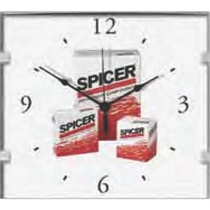 Rectangle Shape Wall Clock With Glass Lens, 12 7/8" X 11 1/2". Clearance