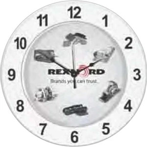 Wall Clock, 11 3/4" Diameter With Clear Lens. Clearance. While Supply Lasts