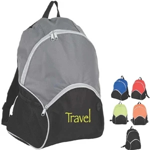 Basic Travel Backpack With Front Zippered Pocket And Padded Shoulder Straps