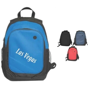 Action Travel Backpack With Double Zippered Compartment And Two Side Mesh Pockets