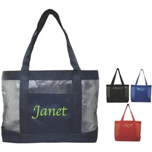 California Classic - Mesh Tote Open Compartment Front Open Pocket. 22" Handle