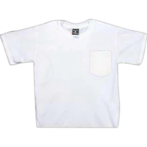 White genuine Hanes pocket beefy tee