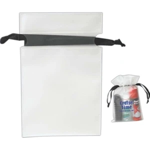 5 3/4" X 9" - Frosted Drawstring Amenity Pouch Made Of Biodegradable Eva With Polyester Ribbon