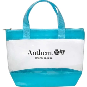 Clear Vinyl Carry On Bag With Zipper Closure And Webbed Nylon Handle And Trim