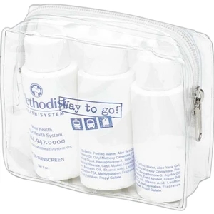 Compact And Clear Vinyl Amenity Pouch For Cosmetics Or Amenities With Welded Edges