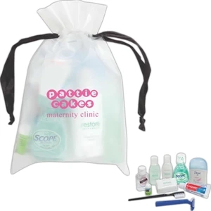 Drawstring Eva Bag With Deodorant, Lip Balm, Shampoo, Lotion And Soap And More