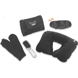 Executive Travel Set With Sponge Earplugs, Plastic Comb, Nylon Eye Mask And More