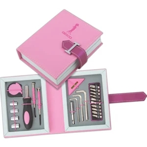 Women's Pink Gift Tool Set Includes Tape Measure And Four Piece Socket Set