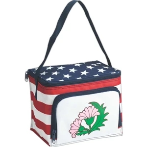 U.s. Patriot 6-can Cooler With Zipper Front Pocket, Insulated And Water Resistant
