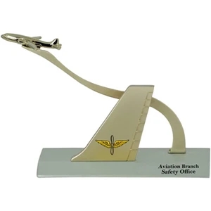 Desktop Business Card Holder With Airplane Design And Heavy Duty Metal Base