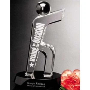 Teamwork Gallery Coalition - Award Made From Optical Crystal On A Black Glass Base With 1" Dia. Colored Sphere