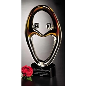 Art Glass Gallery Engage - Art Glass Award On A Black Glass Base, 7 1/2" X 14" X 3"