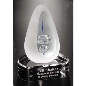 Introspect Art Glass Gallery - Clear Base Award Made Of Art Glass With Optical Crystal