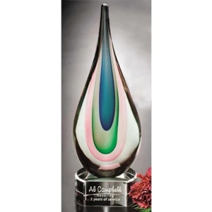 Eminence Art Glass Gallery - Clear Glass Drop Filled With Light Hues Award