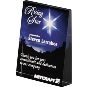 Illumachrome (tm) Gallery - 3 1/2" X 4 3/4" X 1" - Wedge - Vertical Award Made Of Optical Crystal