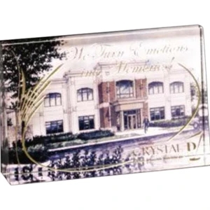 Illumachrome (tm) Gallery - 6" X 4" X 1 1/8" - Wedge Horizontal Award Made Of Optical Crystal