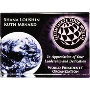Illumachrome (tm) Gallery - 7" X 5" X 1 1/8" - Wedge Horizontal Award Made Of Optical Crystal