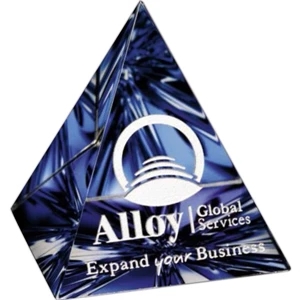 Illumachrome (tm) Gallery - 2 1/2" X 2 3/4" X 2 1/2" - Award In Pyramid Shape, Made Of Optical Crystal