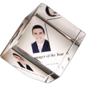 Illumachrome (tm) Gallery - 2 3/8" X 2 3/8" X 2 3/8" - Clipped Cube Award Made Of Optical Crystal