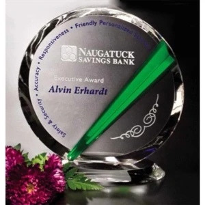 Emerald Gallery Danbury - 7" X 7 1/4" X 3" - Award Made From Optical Crystal And Emerald