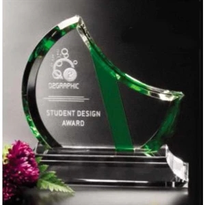 Emerald Gallery Gretna - 6 1/2" X 6" X 2 1/2" - Award Made From Optical Crystal And Emerald