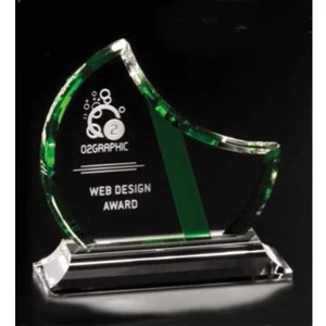Emerald Gallery Gretna - 7" X 7" X 2 1/2" - Award Made From Optical Crystal And Emerald