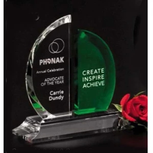 Emerald Gallery Greenly - 6 1/2" X 7" X 2 3/4" - Award Made From Optical Crystal And Emerald