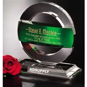 Emerald Gallery Greenville - 5 1/2" X 5 3/4" X 3" - Award Made From Optical Crystal And Emerald
