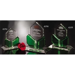Emerald Gallery Element - 5 1/2" X 6" X 3" - Award Made From Optical Crystal And Emerald