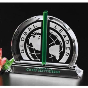 Emerald Gallery Bellingham - 9" X 7 1/2" X 2 1/2" - Green Optical Crystal Award In Black Gift Box