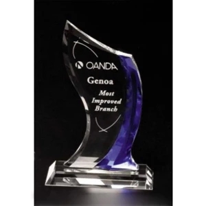 Indigo Gallery Potomac - 5 1/4" X 8" X 3" - Award Made Of Blue/optical Crystal