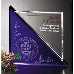 Indigo Gallery Acclaim - 6" X 6" X 1 1/4" - Blue Glass Award Combined With Stunning Optical Crystal