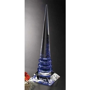 Indigo Gallery Zenith - 4 1/2" X 12 3/4" X 4 1/2" - Blue/optical Crystal Award