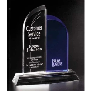 Brigadier Indigo Gallery - 7" X 8" X 2 1/4" - Optical Blue Crystal Award