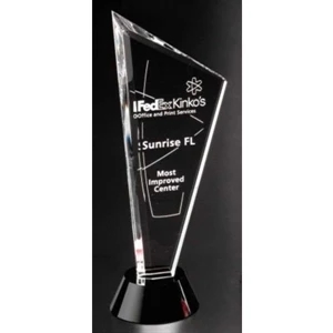 Sable Gallery Invincible - 3" X 10" - Crystal Award On A Cylindrical Black Glass Base