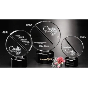 Sable Gallery Equinox - 5" X 6 3/4" X 3" - Award With Black Glass, Optical Crystal And Half Circles