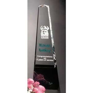 Sable Gallery Cosmo - 3" X 10" X 1 3/4" - Obelisk Award Made With Black Glass And Optical Crystal