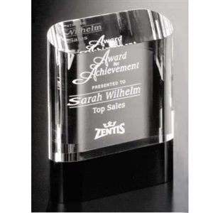 Sable Gallery Cosmo - 5" X 6" X 1 1/2" - Oval Award Made Of Black Glass With Optical Crystal