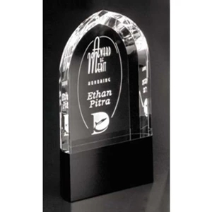 Sable Gallery Cosmo - 4" X 7" X 1 1/2" - Arch Award Made Of Black Glass With Optical Crystal