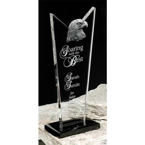 Sable Gallery Mirage (r) - 4" X 10 1/2" X 2 1/2" - Black Glass With Optical Crystal Award