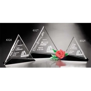 Sable Gallery Cavalcade - 6 3/4" X 6" X 1 1/2" - Triangle Award Made Of Black Glass With Optical Crystal