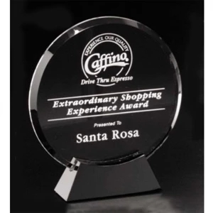 Sable Gallery Cavalcade - 6" X 6 1/2" X 1 1/2" - Circle Award Made Of Black Glass With Optical Crystal