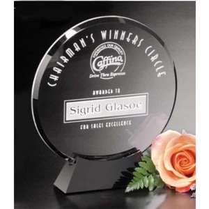 Sable Gallery Cavalcade - 7" X 7 1/2" X 1 1/2" - Circle Award Made Of Black Glass With Optical Crystal