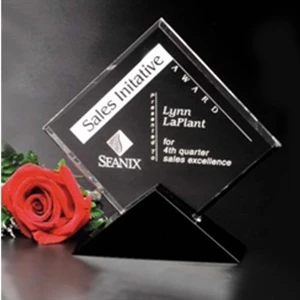 Sable Gallery Cavalcade - 7" X 7" X 1 1/2" - Square Optical Crystal Award With Black Glass Base