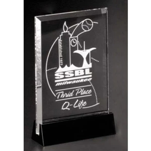Sable Gallery Cavalcade - 4" X 6 1/2" X 1 1/2" - Rectangle Optical Crystal Award With Black Glass Base